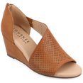thumbnail image 1 of Journee Womens Aretha Back Heel Zip Peep Toe Wedge Sandals, Widths Available, 1 of 9