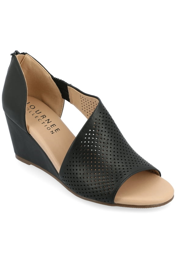 Womens Aretha Back Heel Zip Peep Toe Wedge Sandals, Widths Available