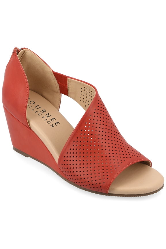 Womens Aretha Back Heel Zip Peep Toe Wedge Sandals, Widths Available