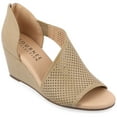 thumbnail image 1 of Journee Womens Aretha Back Heel Zip Peep Toe Wedge Sandals, Widths Available, 1 of 9