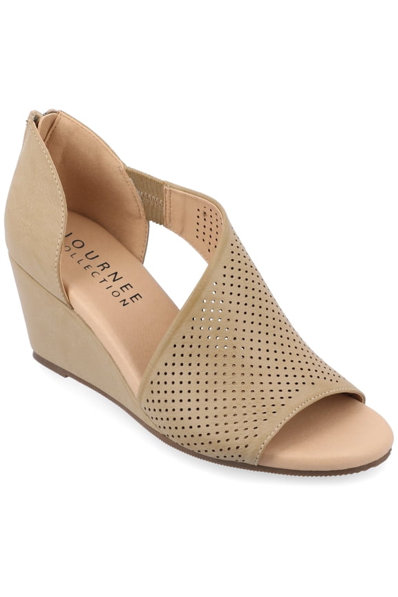 Womens Aretha Back Heel Zip Peep Toe Wedge Sandals, Widths Available