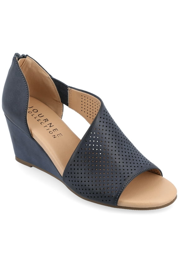 Womens Aretha Back Heel Zip Peep Toe Wedge Sandals, Widths Available