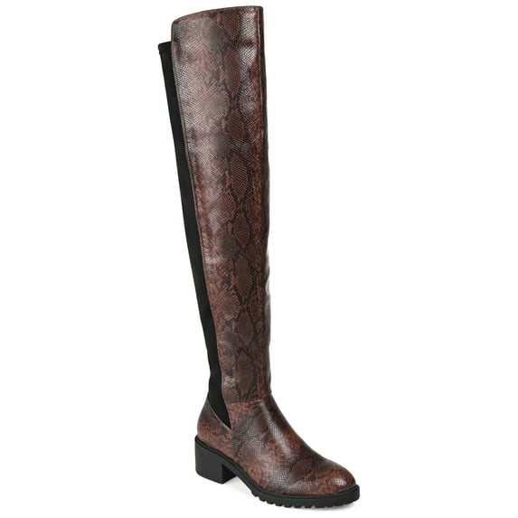 Journee Womens Aryia Wide Calf Stacked Heel Over The Knee Boots