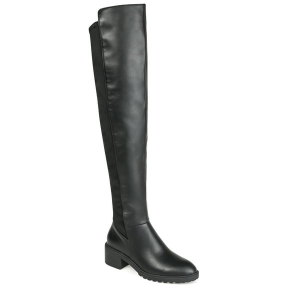 Journee Womens Aryia Wide Calf Stacked Heel Over The Knee Boots