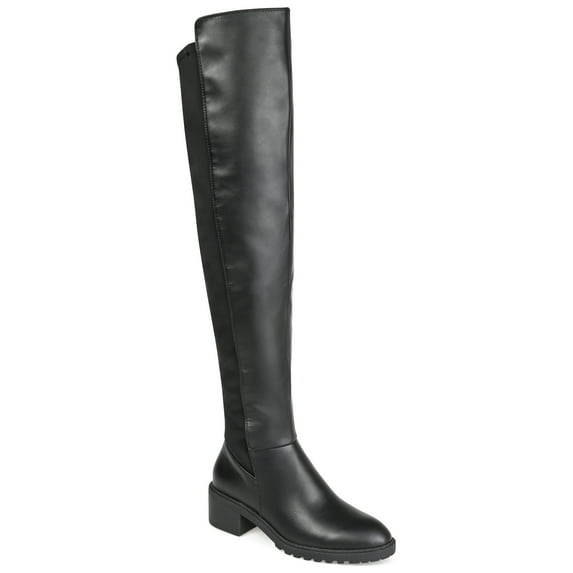 Journee Womens Aryia Wide Calf Stacked Heel Over The Knee Boots