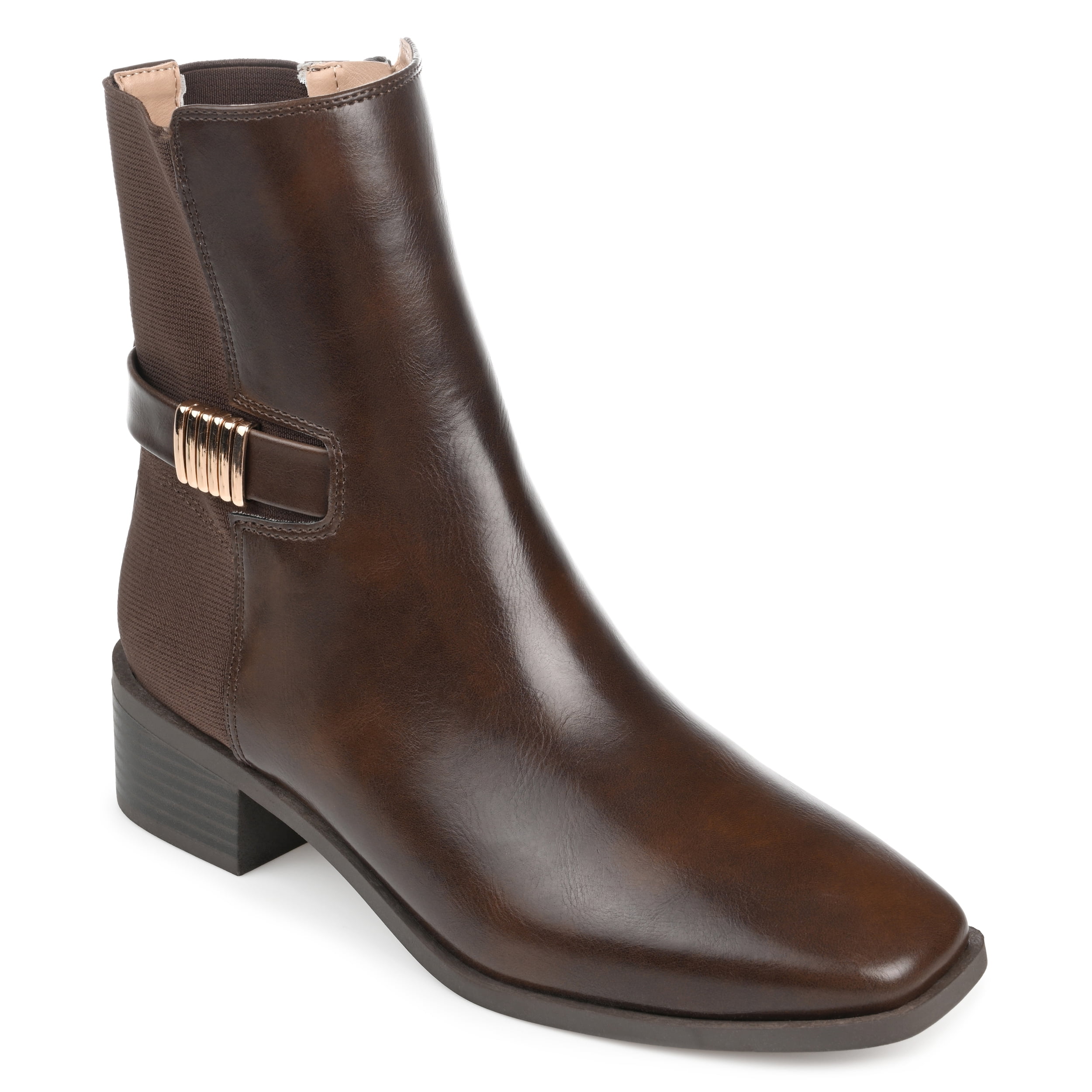 Journee Womens Aubrie Inside Zip Stacked Heel Booties, Widths Available