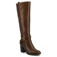 thumbnail image 1 of Journee Womens Avalonn Buckle Strap Knee High Stacked Heel Inside Zipper Comfort Dress Boots, 1 of 9