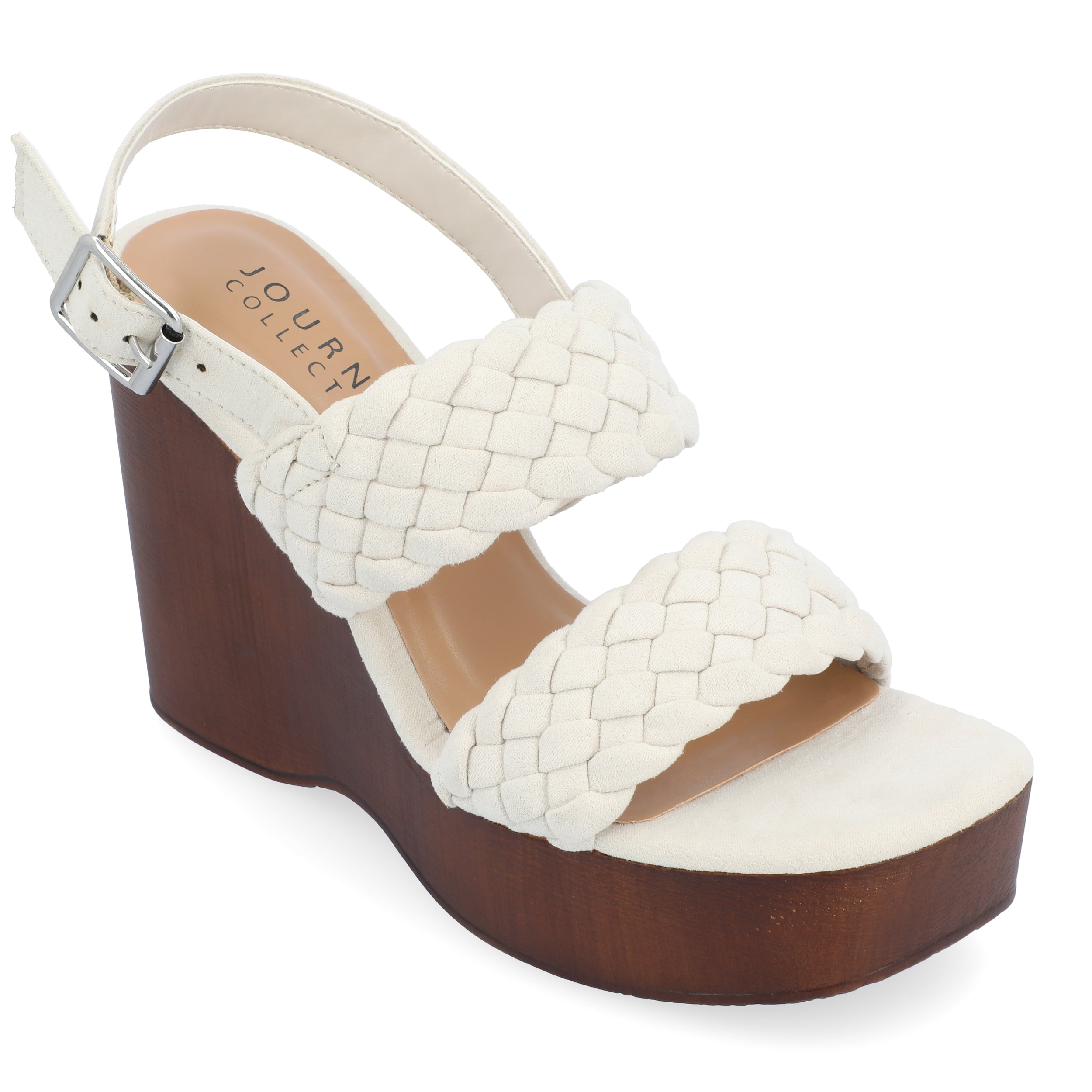 Journee Womens Ayvee Buckle Platform Wedge Sandals