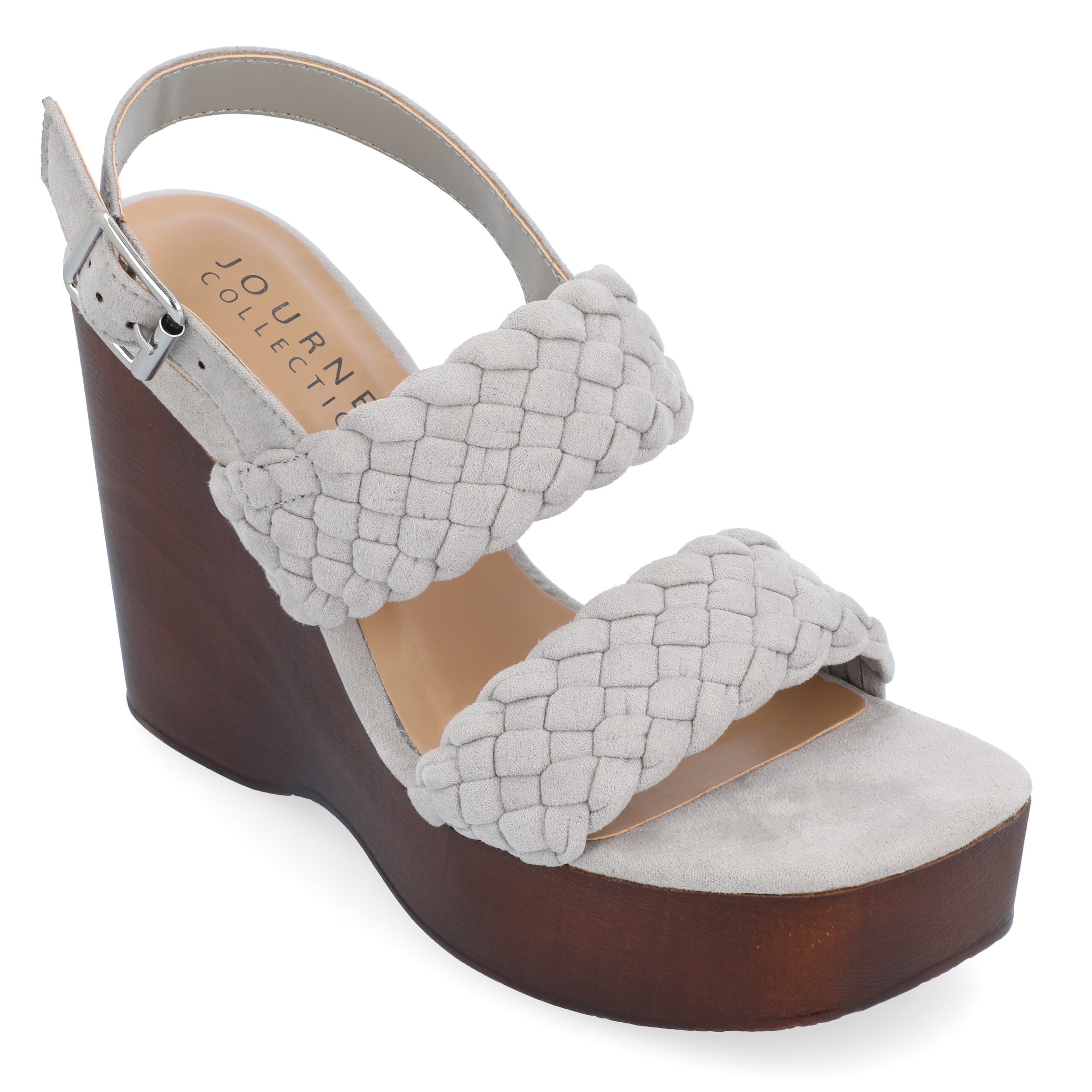 Journee Womens Ayvee Buckle Platform Wedge Sandals