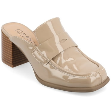 Journee Womens Bayley Slip On Block Heel Mule Pumps
