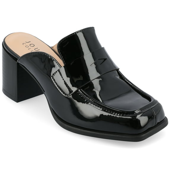Journee Womens Bayley Slip On Block Heel Mule Pumps