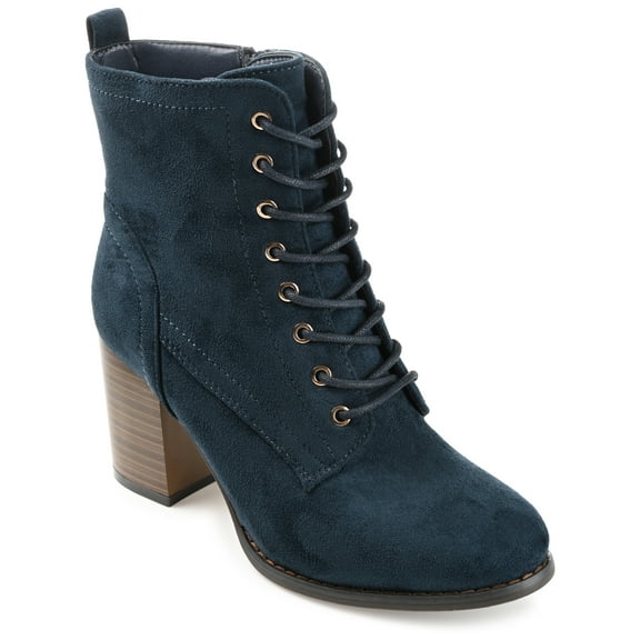 Journee Womens Baylor Lace Up Stacked Heel Booties, Widths Available