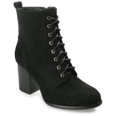 Journee Womens Baylor Lace Up Stacked Heel Booties, Widths Available