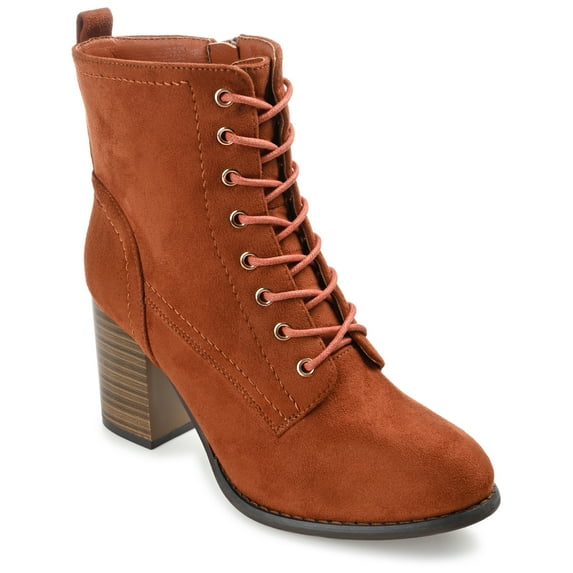 Journee Womens Baylor Lace Up Stacked Heel Booties, Widths Available