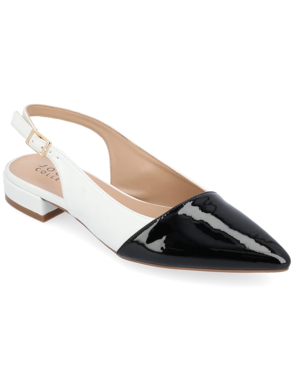 Womens Bertie Sling Back Two Tone Pointed Toe Flats