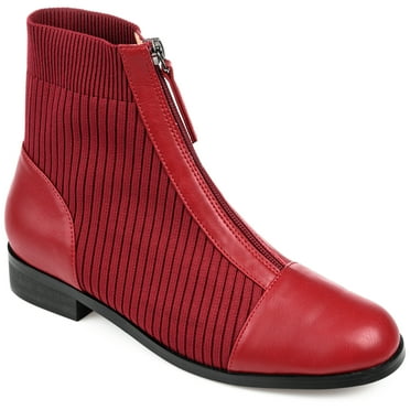 Journee Womens Bexlie Front Zip Stacked Heel Booties