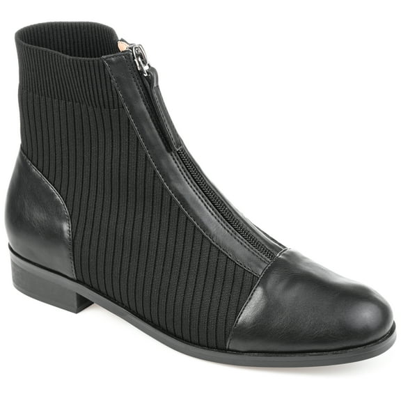 Journee Womens Bexlie Front Zip Stacked Heel Booties