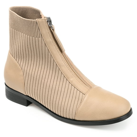 Journee Womens Bexlie Front Zip Stacked Heel Booties