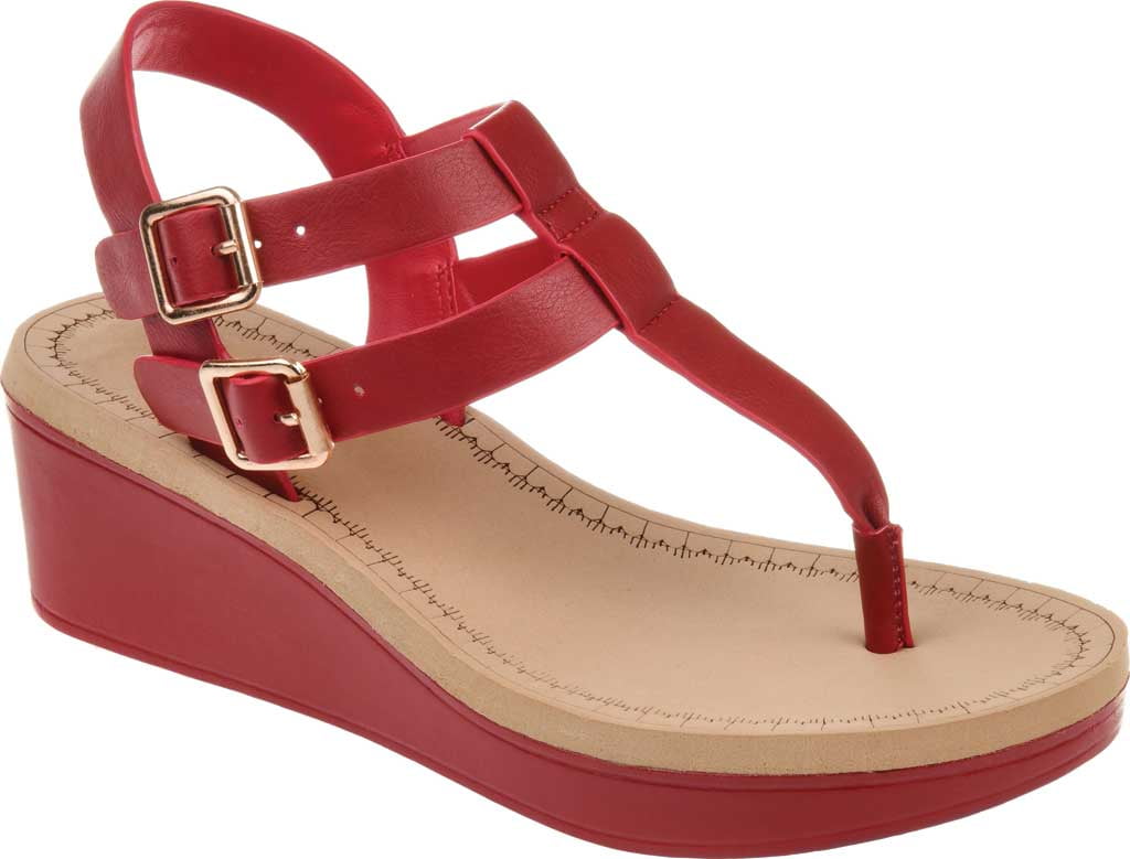 Journee Women's Bianca T-Strap Wedge Sandals