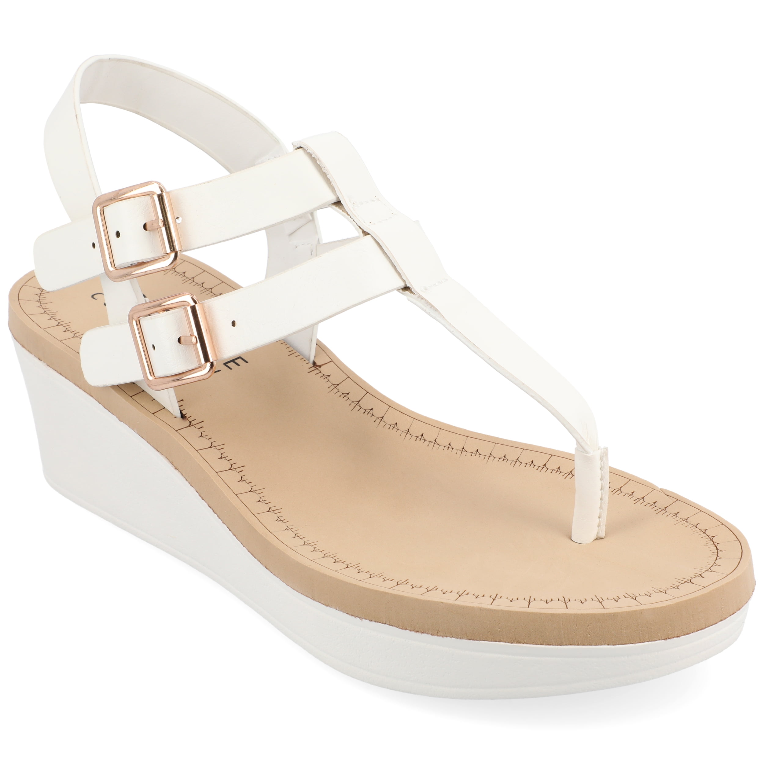 Womens Bianca Wedge Heel Buckle Sandals