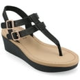 thumbnail image 1 of Journee Womens Bianca Wedge Heel Buckle Sandals, Widths Available, 1 of 9