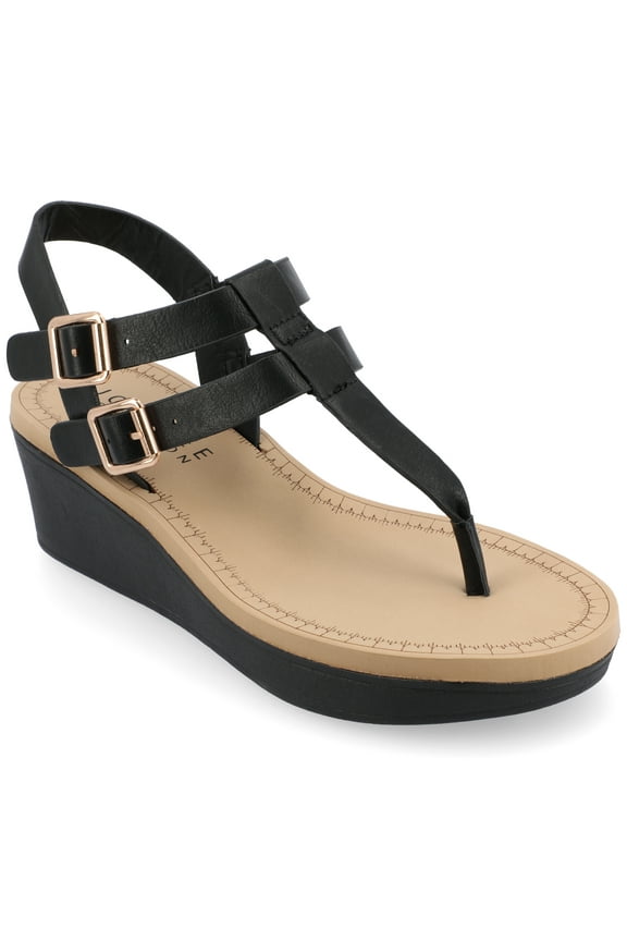 Womens Bianca Wedge Heel Buckle Sandals, Widths Available