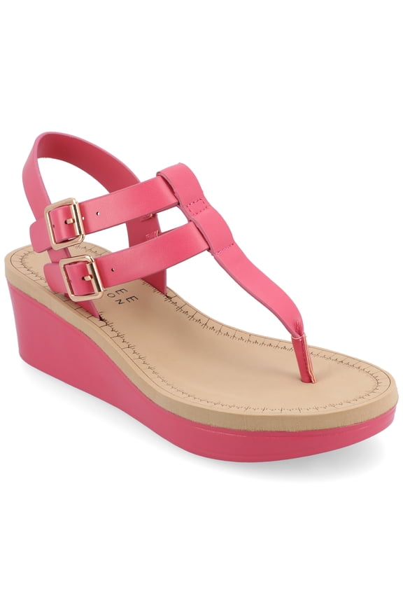 Womens Bianca Wedge Heel Buckle Sandals, Widths Available