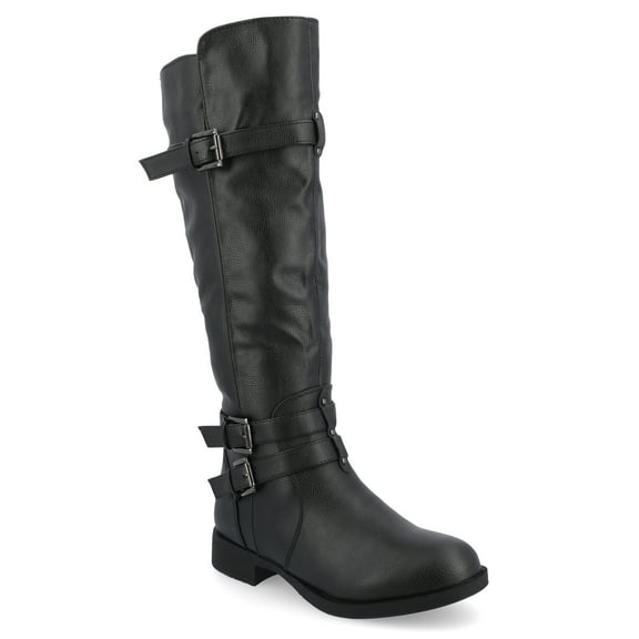 Journee Womens Bite Stacked Heel Riding Boots