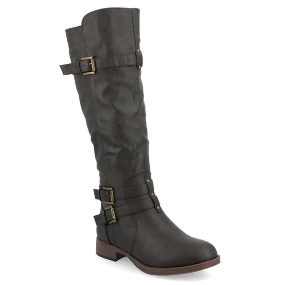 Journee Womens Bite Stacked Heel Riding Boots