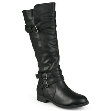 Journee Womens Bite Wide Calf Stacked Heel Riding Boots