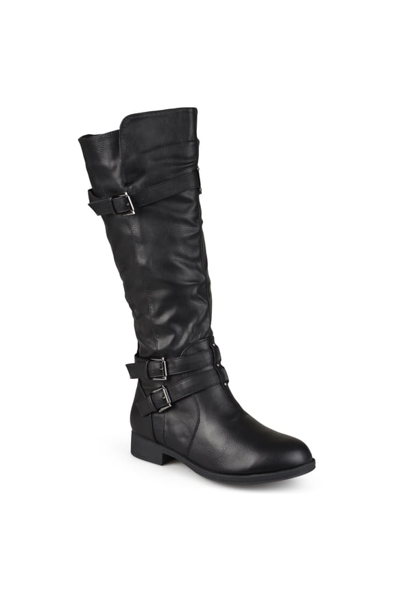 Womens Bite Wide Calf Stacked Heel Riding Boots
