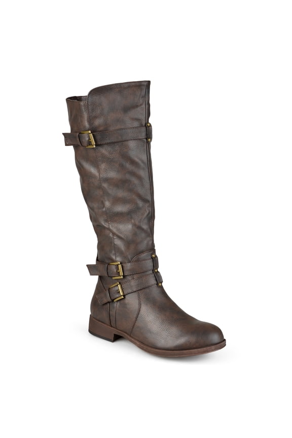 Womens Bite Wide Calf Stacked Heel Riding Boots