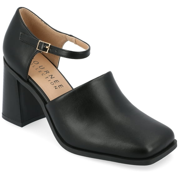 Journee Womens Bobby Stacked Heel Square Toe Pumps, Widths Available