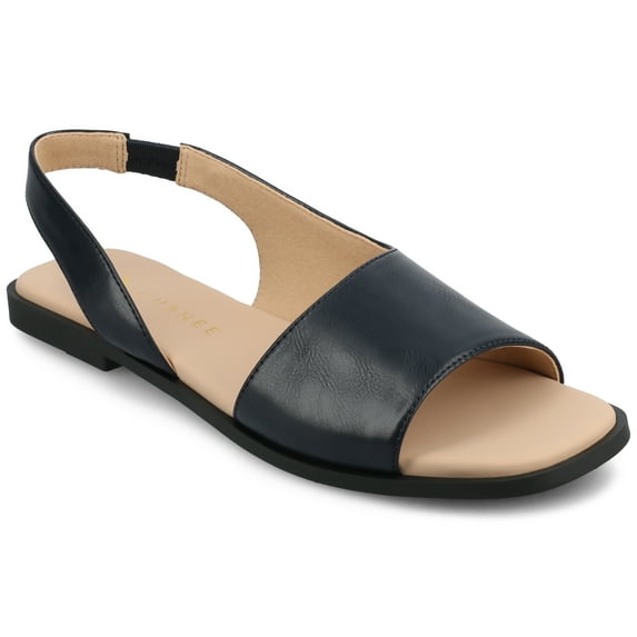 Journee Womens Brinsley Croco Texture Sling Back Flat Sandals, Widths Available