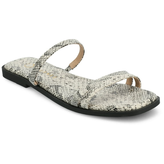 Journee Womens Brisa Multi Strap Slip On Flat Sandals