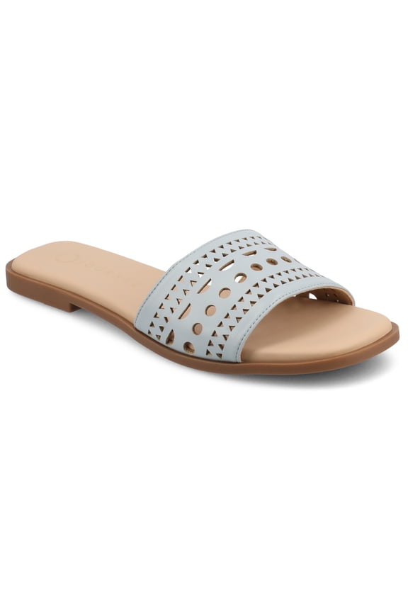 Womens Brodie Cut Out Band Slip On Flat Sandals