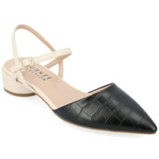 Journee Womens Brynn Croco Vegan Leather Pointed Toe Flats