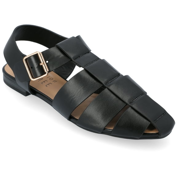 Journee Womens Cailinna Caged Buckle Square Toe Flats, Widths Available