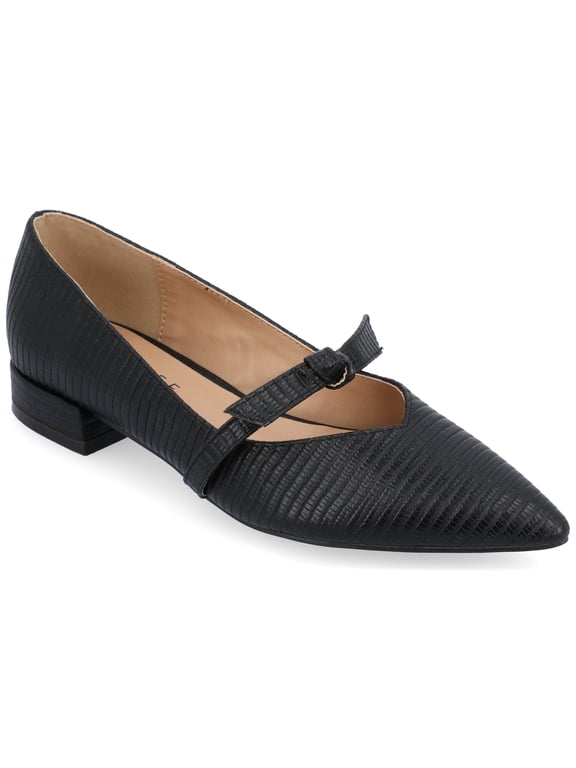 Womens Cait Textured Material Slip On Mary Jane Flats, Widths Available