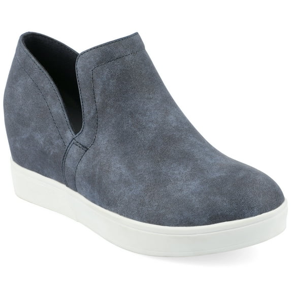 Journee Womens Cardi Round Toe Slip On Wedge Sneakers, Widths Available