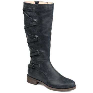Journee Womens Carly Wide Calf Stacked Heel Riding Boots