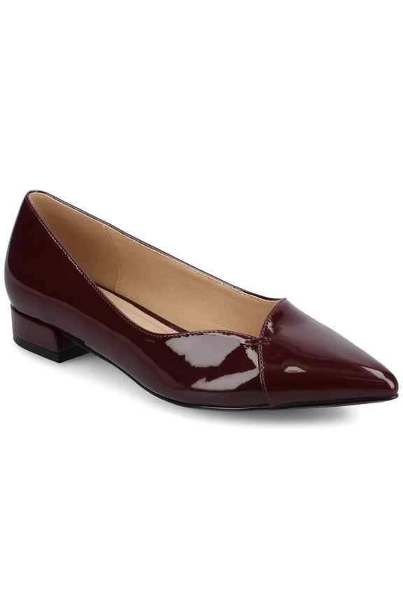 Womens Carmin Slip On Low Block Heel Pointed Toe Dress Flats, Widths Available