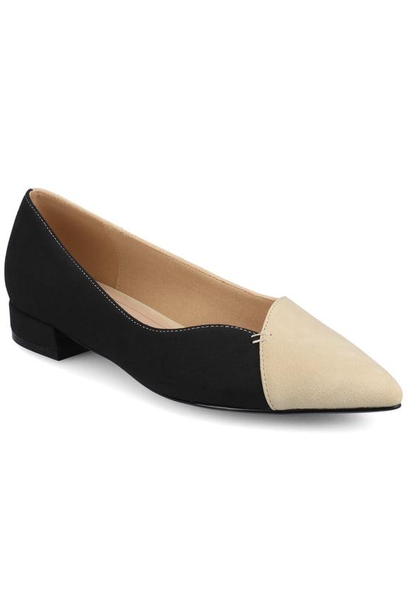 Womens Carmin Slip On Low Block Heel Pointed Toe Dress Flats, Widths Available