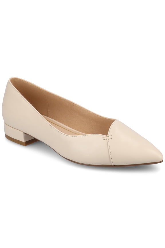 Womens Carmin Slip On Low Block Heel Pointed Toe Dress Flats, Widths Available