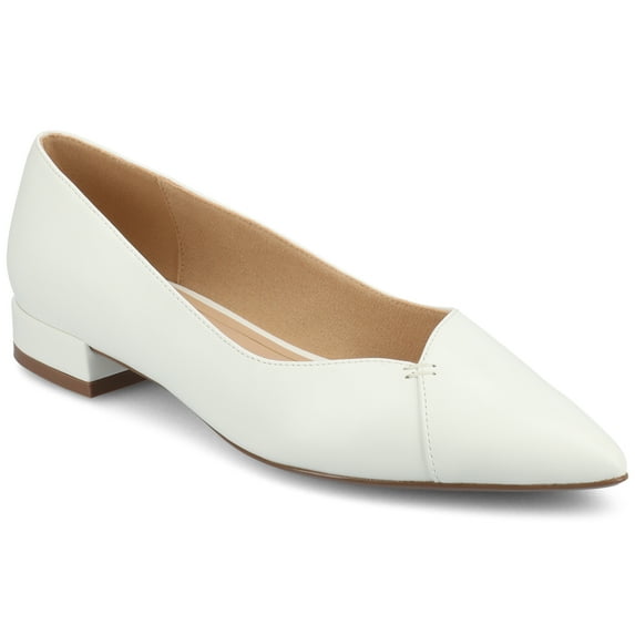 Journee Womens Carmin Slip On Low Block Heel Pointed Toe Dress Flats, Widths Available