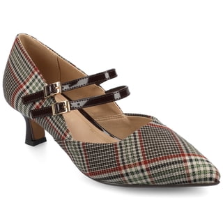 Journee Womens Carnation Kitten Heel Mary Jane Pointed Toe Buckle Detail Comfort Pumps, Widths Available
