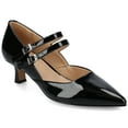 thumbnail image 1 of Journee Womens Carnation Kitten Heel Mary Jane Pointed Toe Buckle Detail Comfort Pumps, Widths Available, 1 of 9