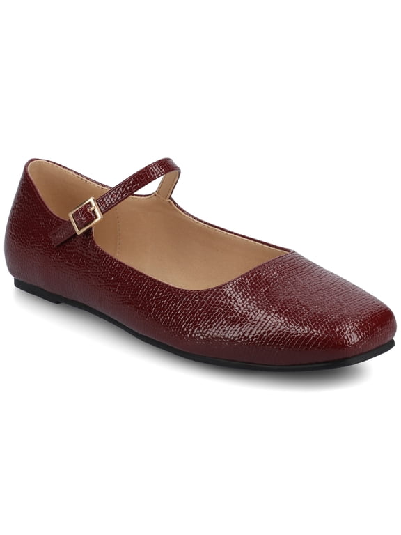 Womens Carrie Buckle Square Toe Mary Jane Dress Flats, Widths Available