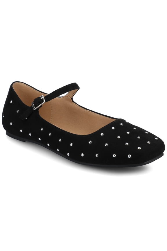 Womens Carrie Wide Width Buckle Square Toe Mary Jane Dress Flats, Widths Available