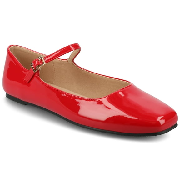 Journee Womens Carrie Buckle Square Toe Mary Jane Dress Flats, Widths Available